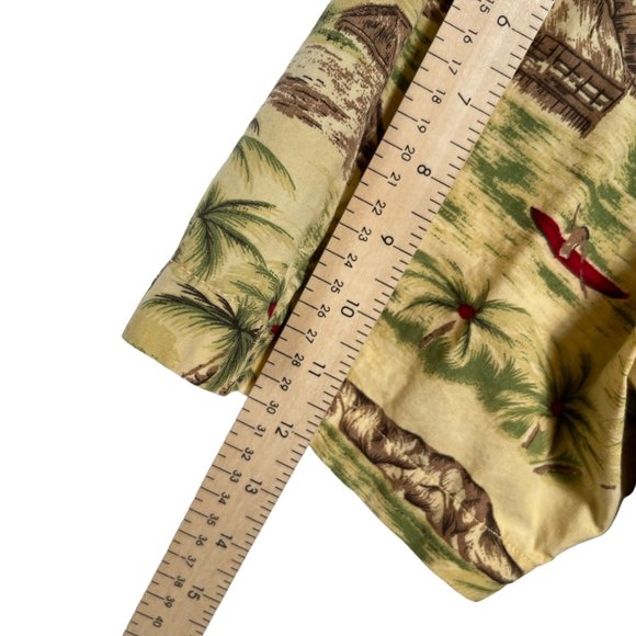 GAP Hawaiian Shirt Mens Large Yellow Tropical Button Up Cotton Lightweight - Picture 7 of 9